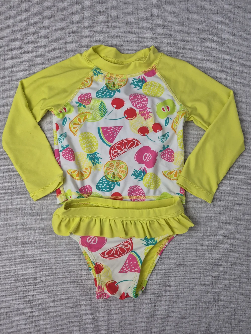 InGear Toddler Girls Tropical Fruit Long Sleeve Swimsuit Set 3T